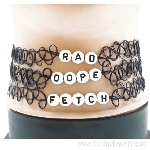 Alphabet Beads Handmade Stretch Tattoo Choker Necklace